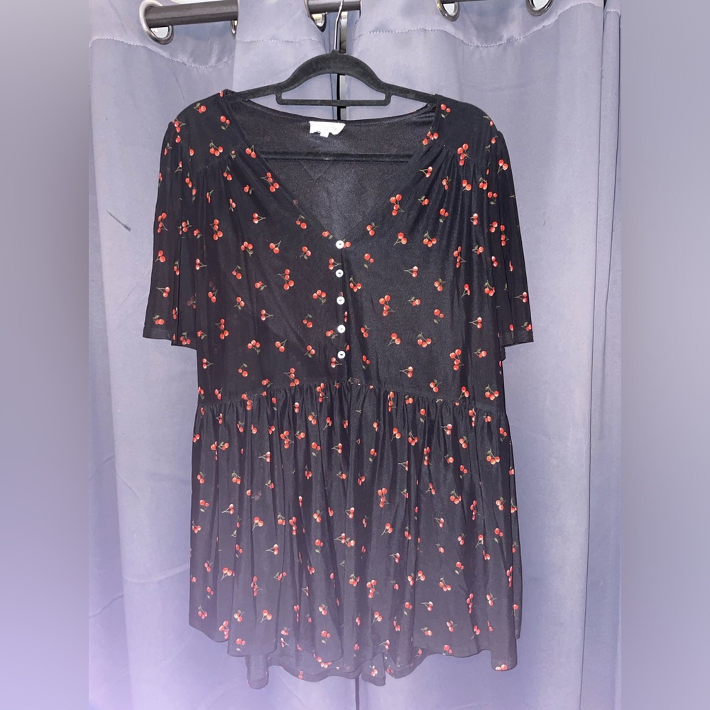 Cherry BabyDoll Style Blouse